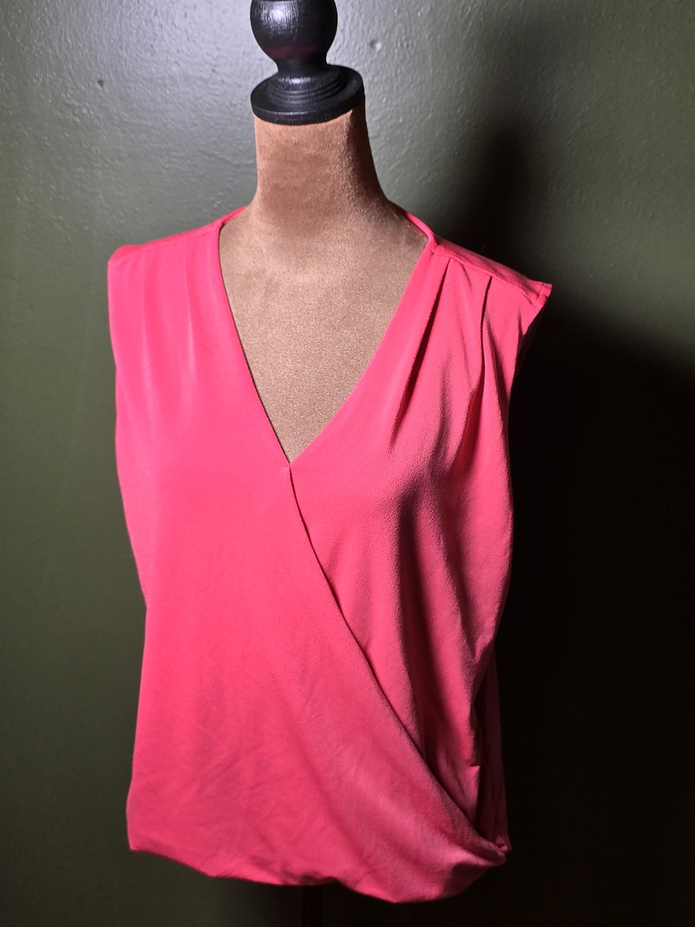 Maurices Hot Pink Sleeveless Faux Wrap V-Neck Top
